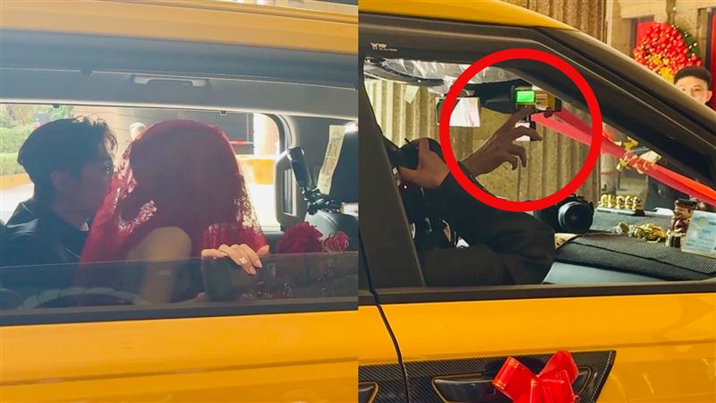 父親駕駛貼有55688的計程車護送女兒出嫁，成婚禮最暖場畫面