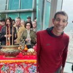 霍諾德徒手攀登台北101前的鳳梨拜拜笑翻全場觀眾驚呼